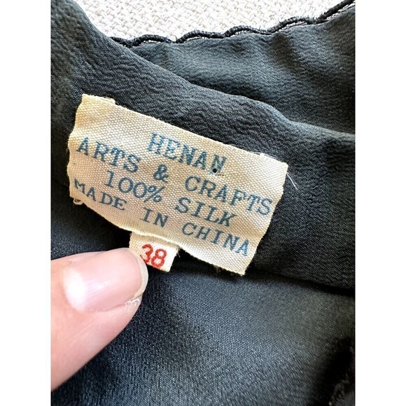 Vintage Henan Arts & Crafts Womans Silk Button Up Top Size 38 Rare 60s - Picture 2 of 14